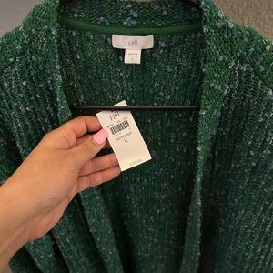J. Jill Women's Textured Green Cardigan